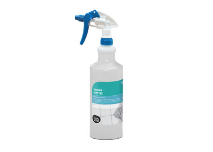 Clear Plastic Bottle with Blue and White Spray Trigger and Kemsol Arctec Product Label