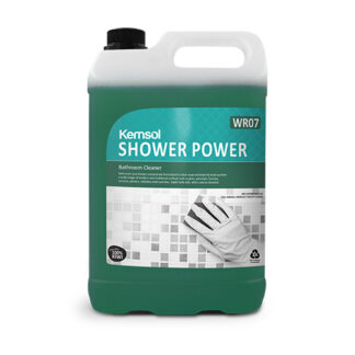 5 Litre Jerry Can of Green Cleaning Liquid with Kemsol Shower Power Product Label