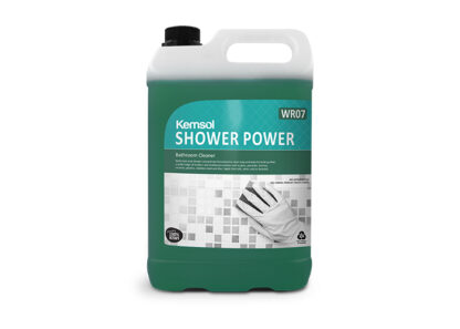 5 Litre Jerry Can of Green Cleaning Liquid with Kemsol Shower Power Product Label