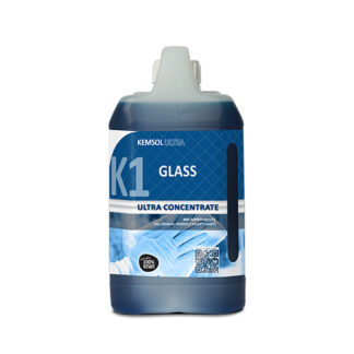 2 Litre Jerry Can of Blue Cleaning Liquid with Kemsol K1 Glass Cleaner Product Label