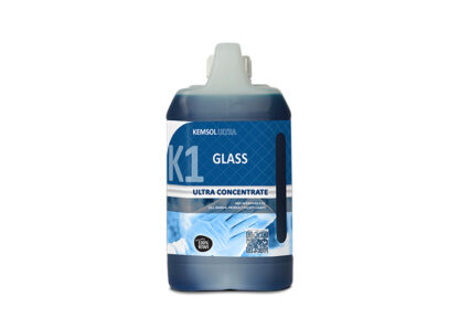 2 Litre Jerry Can of Blue Cleaning Liquid with Kemsol K1 Glass Cleaner Product Label