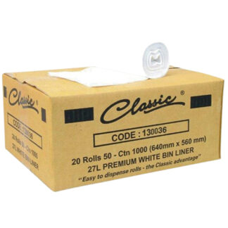 Classic® Bin Liners White Rolls 27L Carton 1000